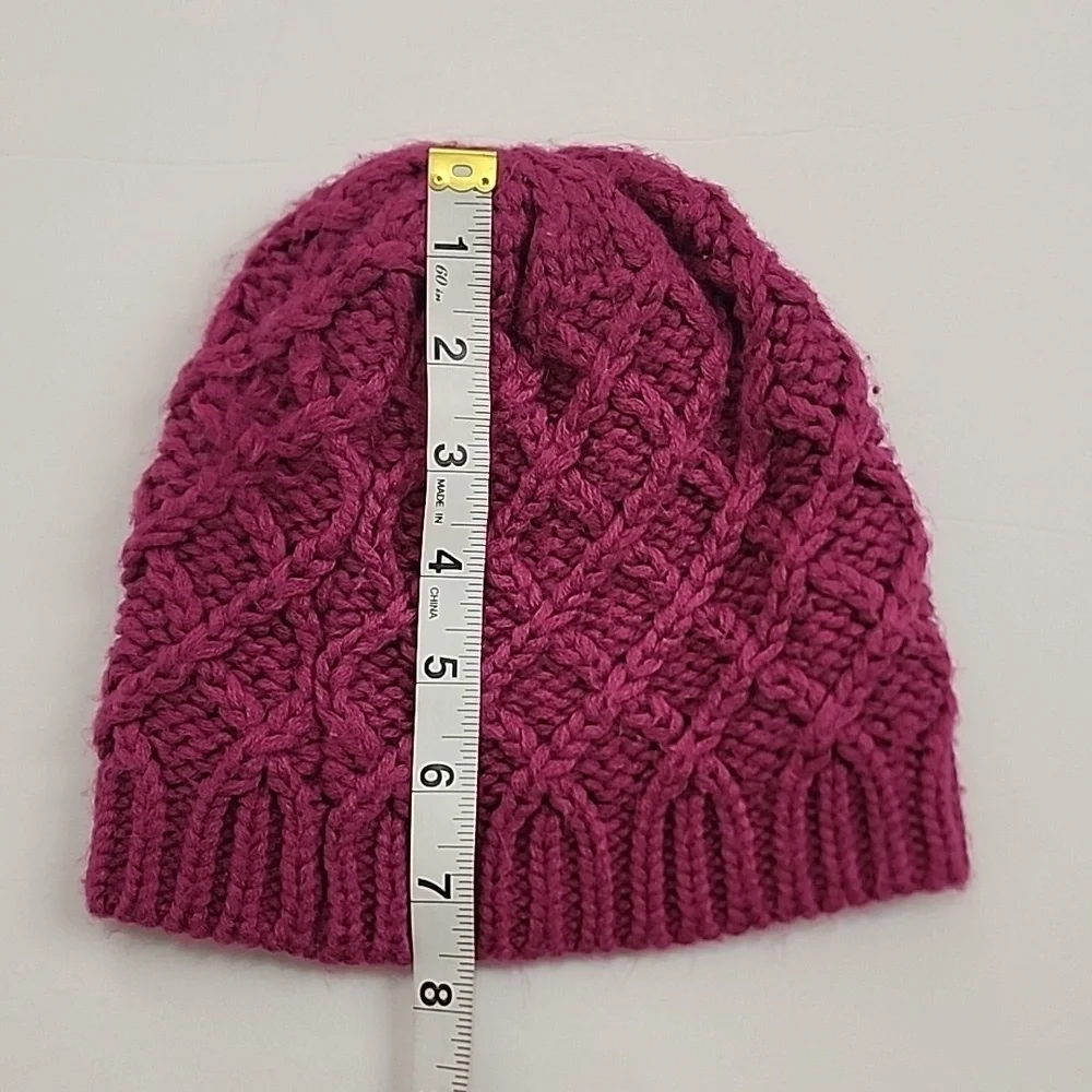 Cable knit Kids Purple Beanie Warm Winter Hat